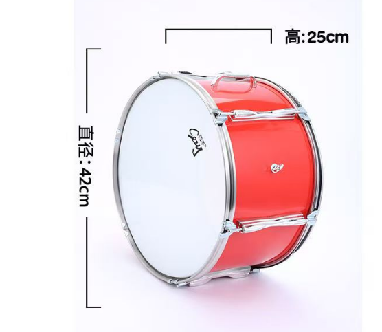 大军鼓大队鼓乐器军乐队鼓军鼓队大鼓22英寸红色(鼓棒背带手套) 儿童击打乐器